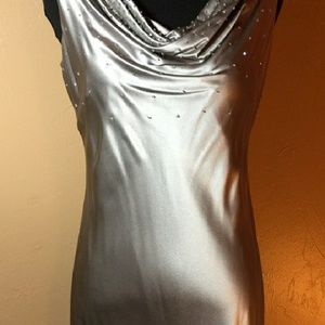 Talabots silver silk evening gown